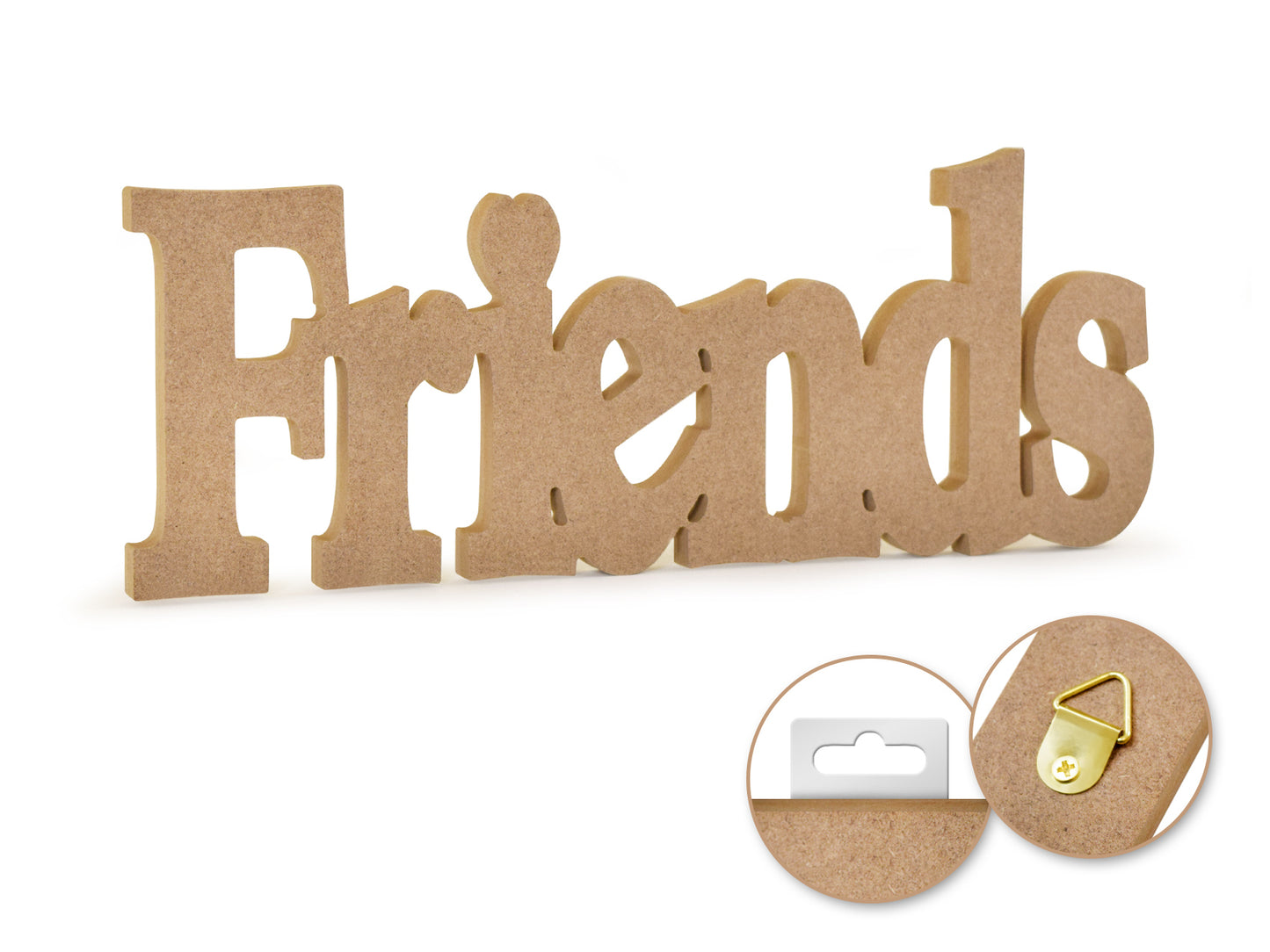Wood Craft: 12" DIY Word Decor- MDF Standing F) Friends