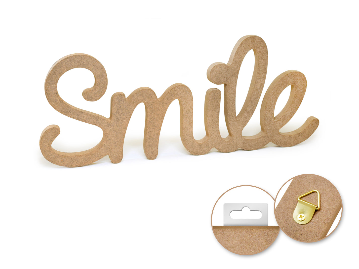 Wood Craft: 12" DIY Word Decor- MDF Standing L) Smile