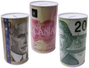 Bank Saving Tin CDN$ Bill