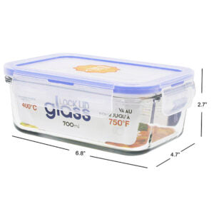 Oven Safe Glass Container Lock Lid Rectangular