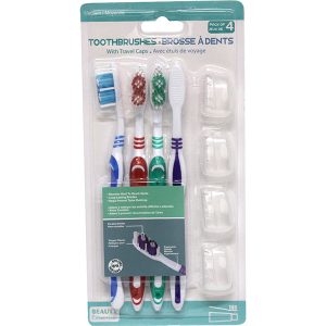 Toothbrush Adult 4Pk with Cap