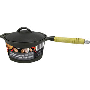 Cast Iron Sauce Pan with Wooden Handle