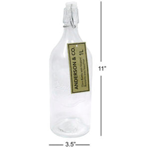 Bottle Glass Embossed with Swing Top Stopper