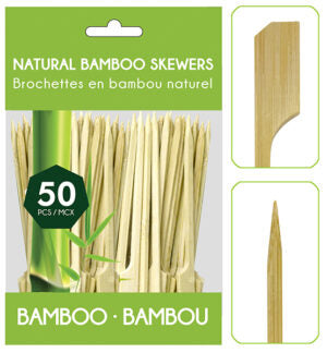 Bamboo Skewer with Paddle End 50Pk