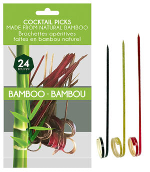 Cocktail Picks Bamboo Looped 24Pk