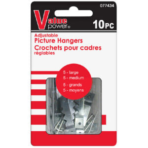 Picture Hanger Adjustable Med/Lg 10Pc