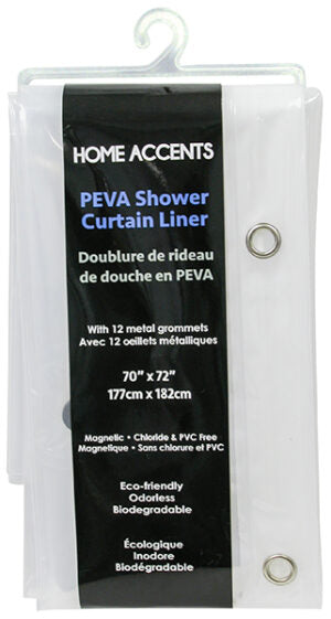 Shower Liner Clear Heavy Duty Magnetic & Grommet