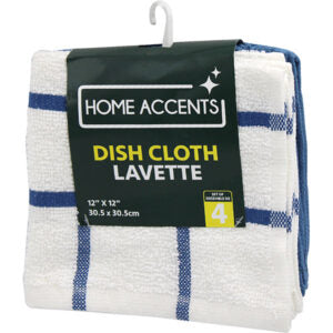 Dish Cloth Blue & White 4Pk