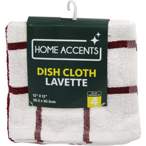 Dish Cloth Red & White 4Pk