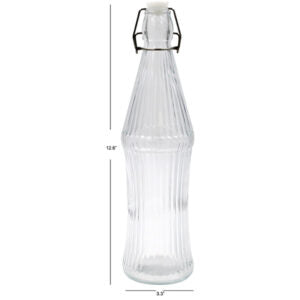 Bottle Glass Ribbed with Swing Top Stopper