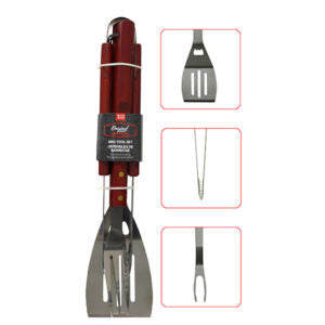 BBQ S/S Tools w/ Wood Handle 3PC