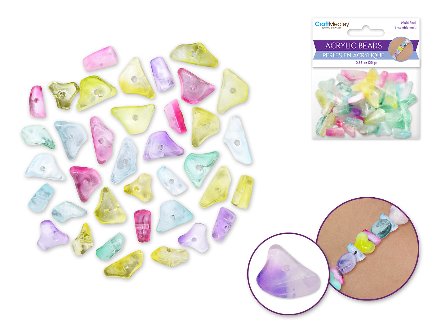 Acrylic Beads: 25g Frosted Marble Multi-Packs 17mm C) Pebble Chip