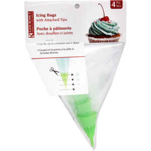 Icing Bag with Attached Tips 4Pc