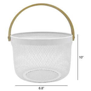 Basket Storage Mesh Bamboo Handle