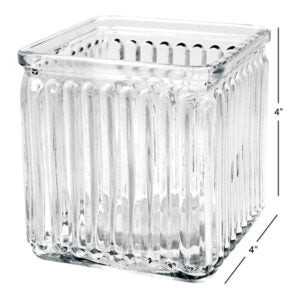 Candle Holder Ribbed Glass Square