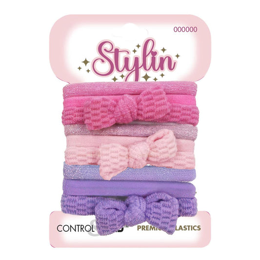 Stylin G, 12-pc Knit Ponyholders w Bow, h/c