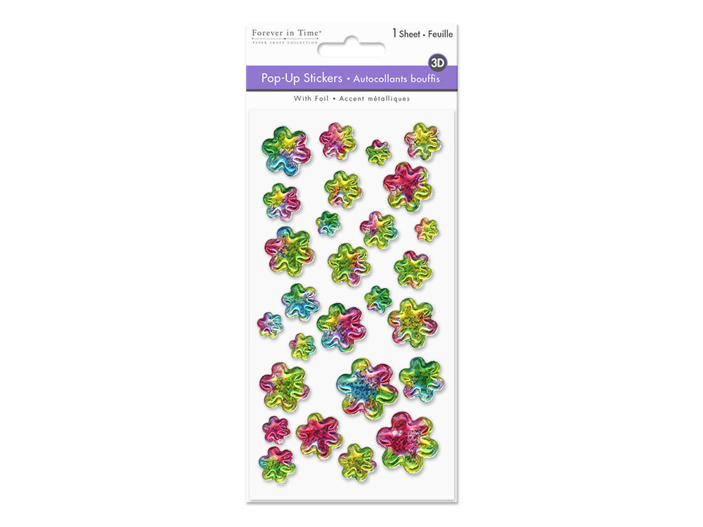 Paper Craft Sticker: 3.7"x6.9" 3D Pop-Up Foil Rainbow Effects C) Flower