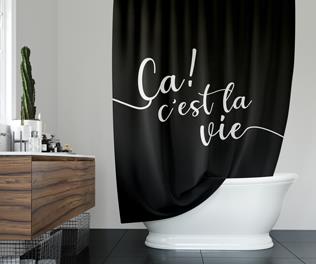 CCLV-FABRIC SHOWER CURTAIN -BLACK 70X72"