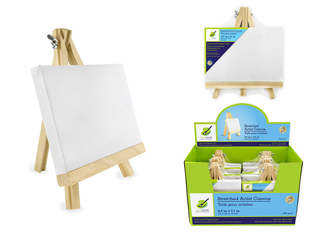 Stretch Artist Canvas: 4.75"x7 1/8" (12.5x18cm) on Wooden Easel in PDQ