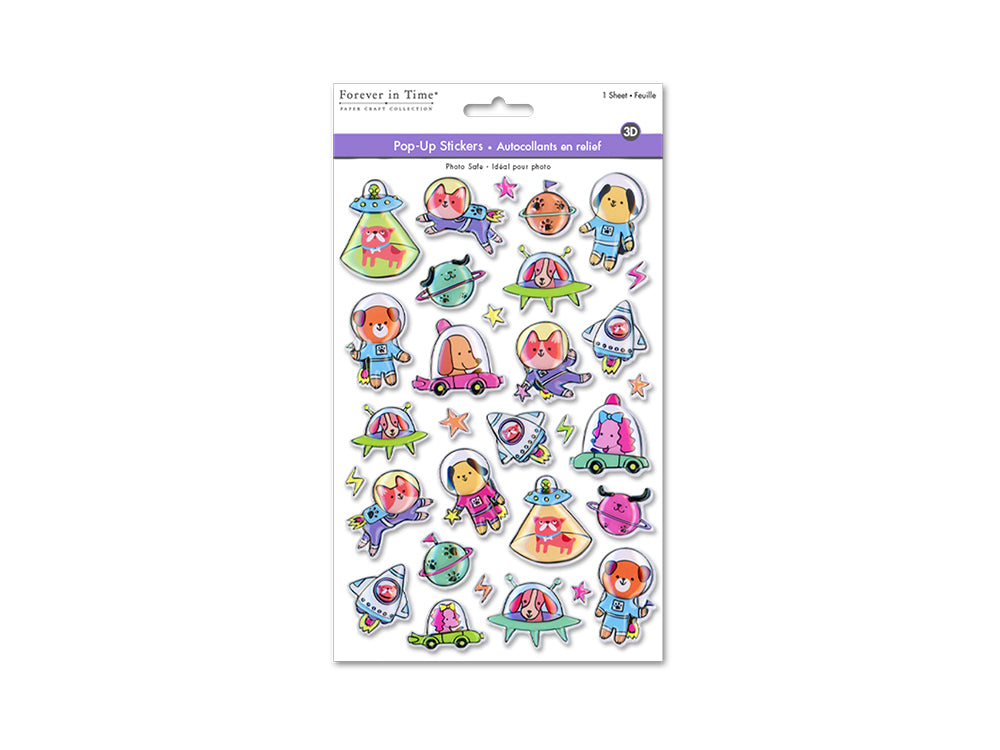 Paper Craft Sticker: 5.5"x8.25" 3D Pop-Up C) Pets in Space