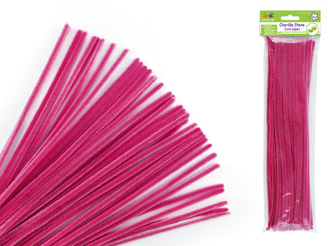 Chenille Stems: 6mmx30cm Standard Pipe Cleaners 40pc Q) Fuschia