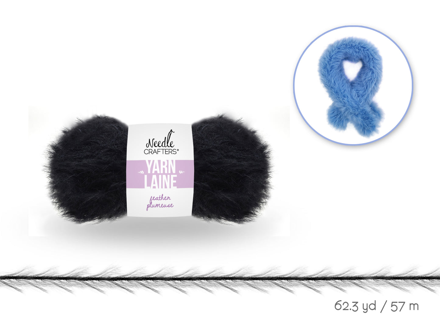 Needlecrafters: 50g Nylon Feather Yarn Ball D) Black