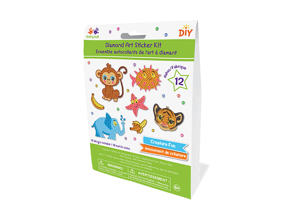 Krafty Kids Kit: Diamond Painting DIY Sticker Kit B) Creature Fun