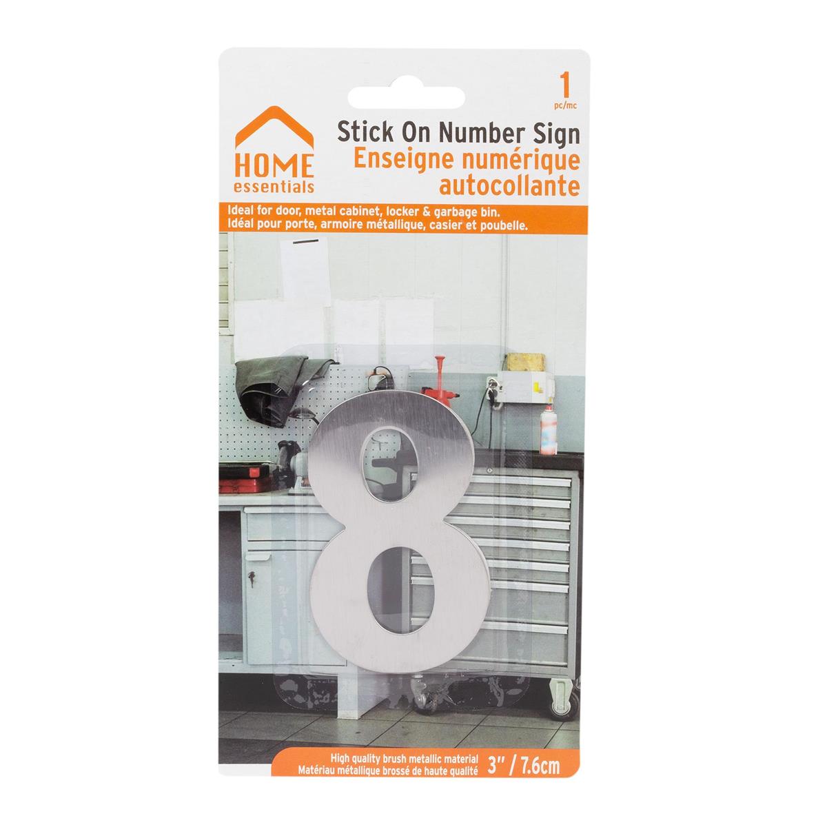 H.E. 3"#8 Adhesive Number Sign, SS B/C