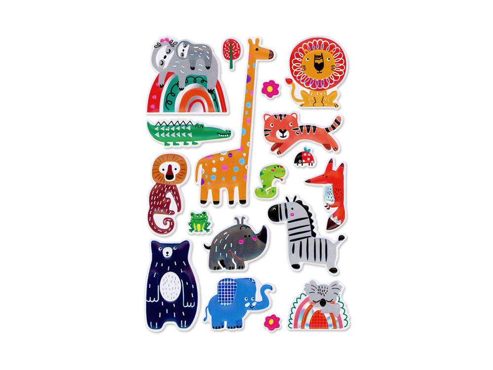 Paper Craft Stickers: 4.3"x6.1" Foil Puffy I) Baby Animals