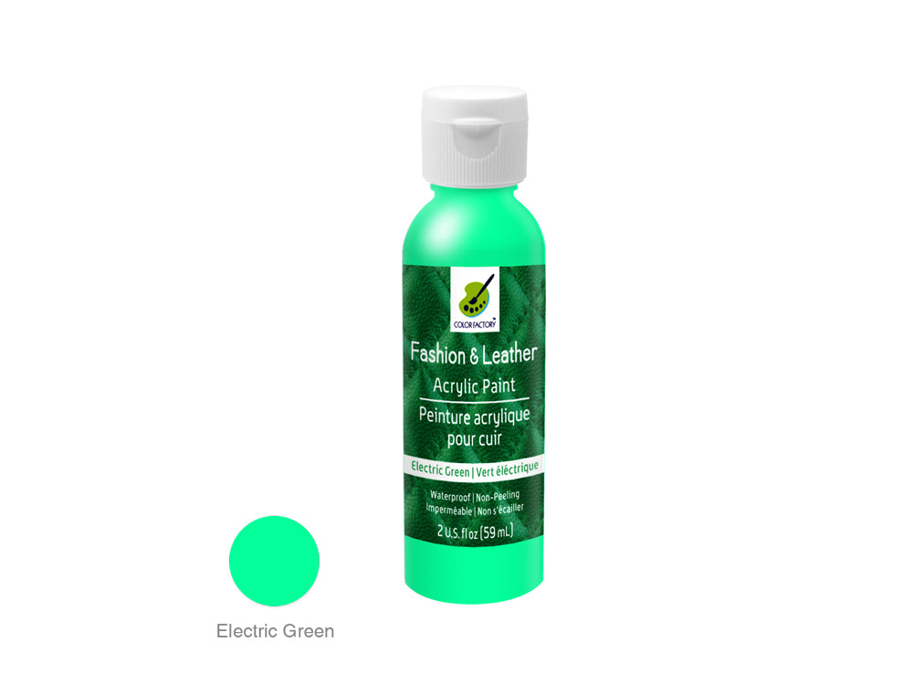 Color Factory: 2oz Fashion & Leather Acrylic Paint LD01-LD10 LD05) Electric Green