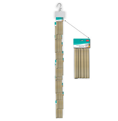 BAMBOO SKEWERS - 100, 6" CLIP-STRIP 12/UNITS