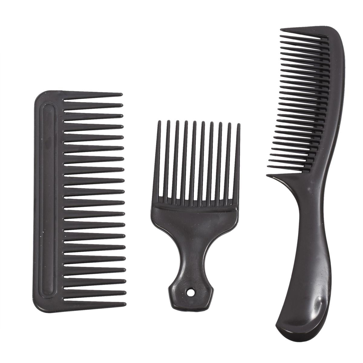 Stylin 3-pc Large Tooth Comb Set, Black colour, b/c