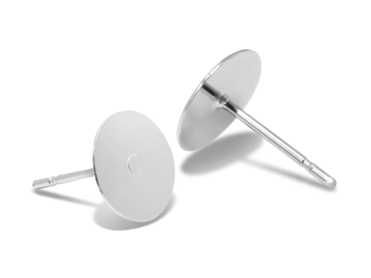 Jewelry Findings: 8mm Silver Earring Post x20 Flatback