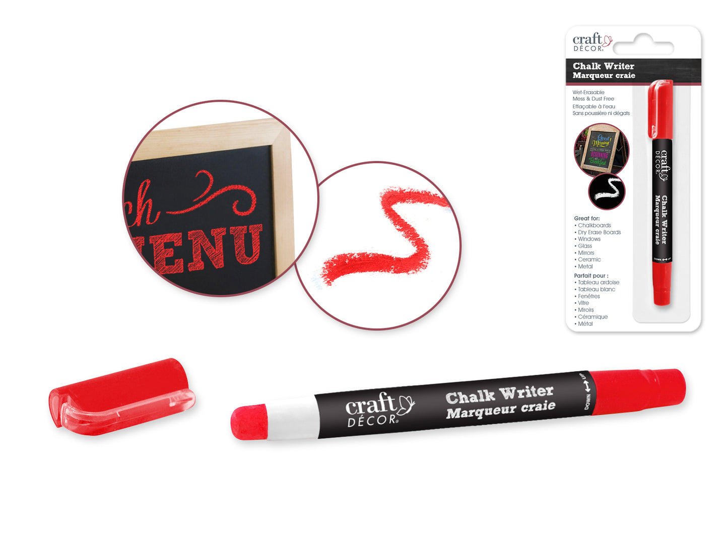 Craft Decor: Chalk Writer Blister-Carded L) Red