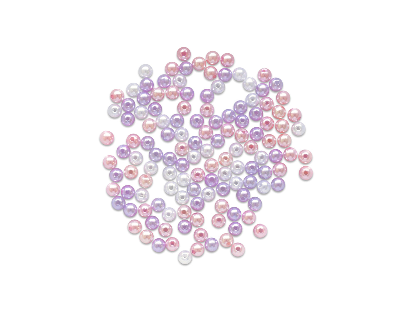 Pearl Beads: 8mm Gloss Tri-Colormix 35gms B) Pink