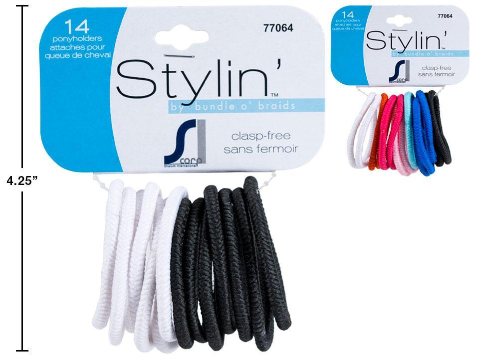 Stylin 14-pc Ponyholders, Clasp  Free, 2 asst.