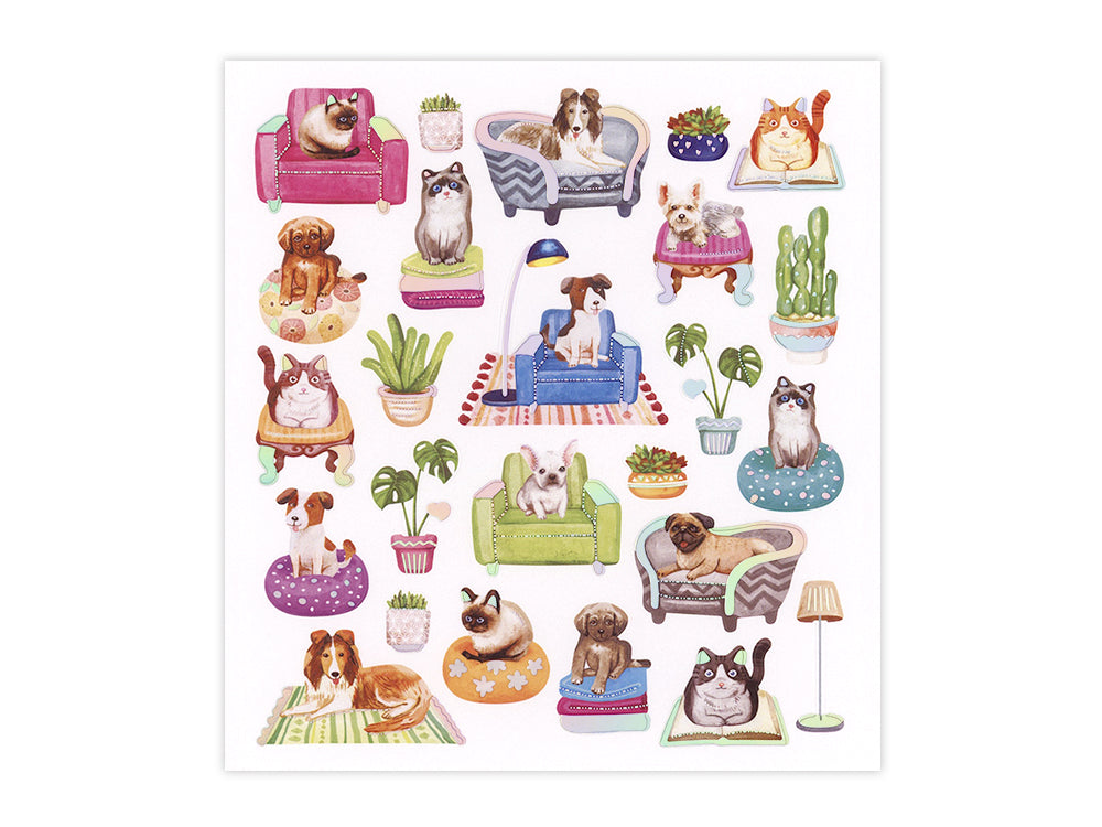 Paper Craft Stickers: 6"x6.5" Dazzle Effects K) Pets Chilling