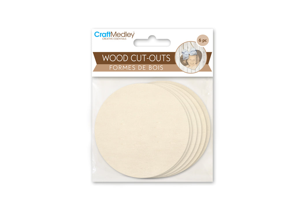 Craftwood: 6pc Wood Cut-Outs 7.1*7.1cm B) Round