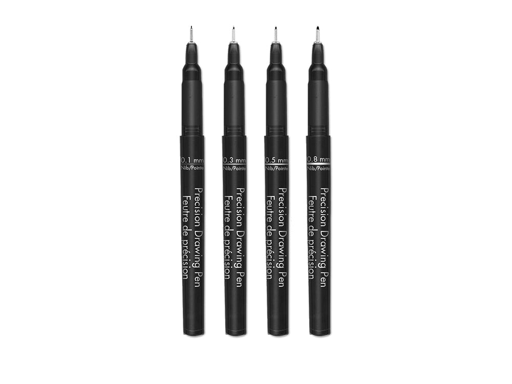 Paper Craft Writer: Black Ink Precision Drawing Pen Value Case 4pc Asst