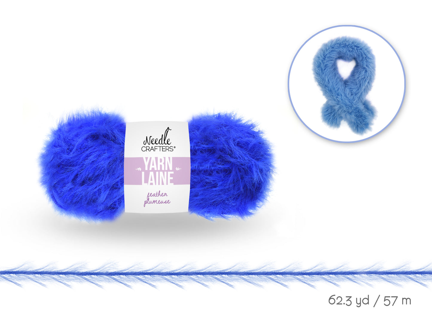 Needlecrafters: 50g Nylon Feather Yarn Ball B) Brilliant Blue