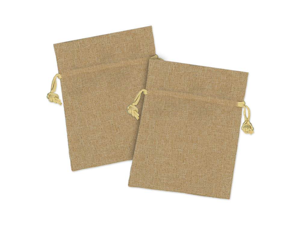 Craft Decor: 4"x5" Craft Goody Bags x2 Poly-Weave w/Rib String A) Burlap-Look