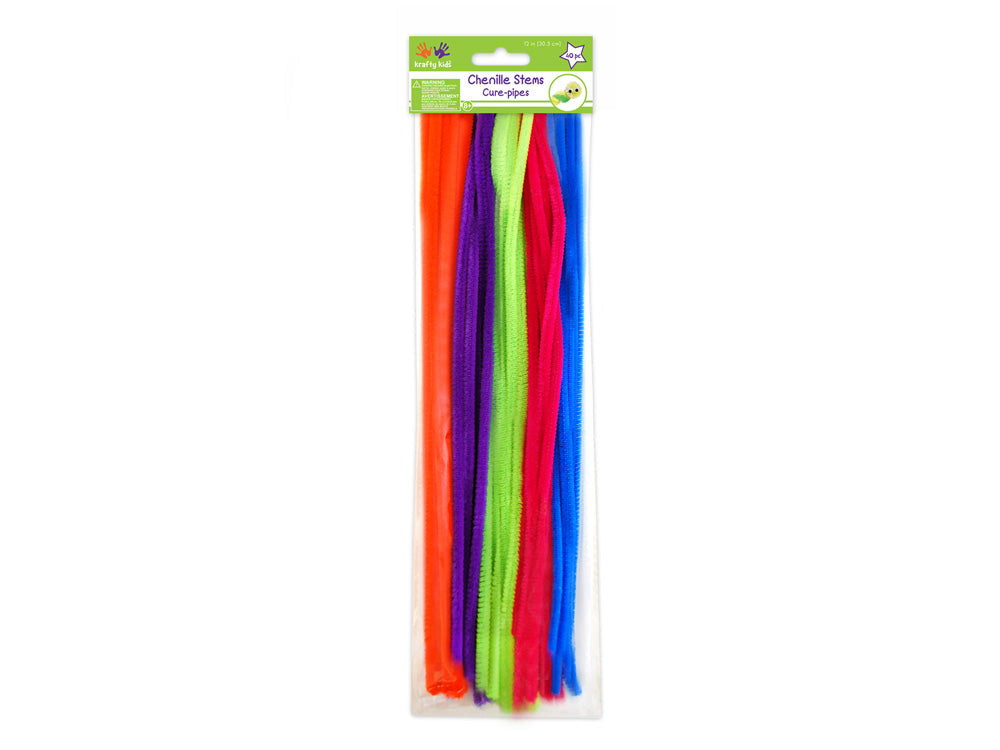 Chenille Stems: 6mmx30cm Standard Pipe Cleaners 40pc U) Glamour Mix