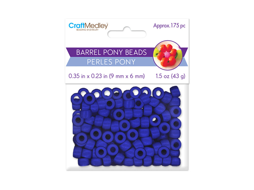 Pony Beads: 9mmx6mm Barrel Standard x175 E) Royal Blue