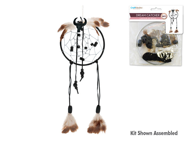 Craft Medley Kit: DIY 16.8"x4.8" Dream Catcher Kit H) Black