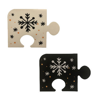 *SILICONE 4PK-PUZZLE COASTER SET-SNOWFLAKE-B/W 3