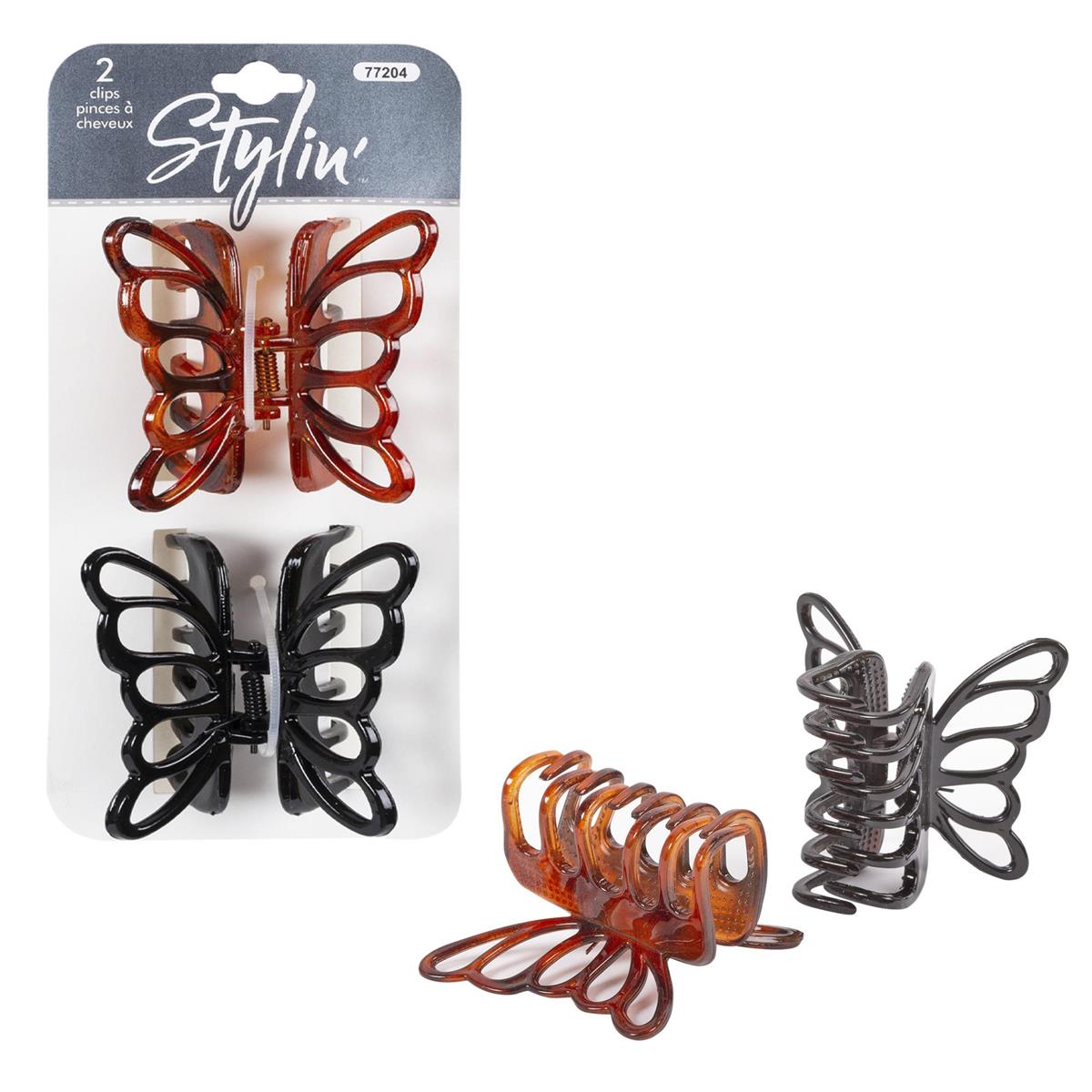 Stylin, 2p Butterfly clawclip header card
