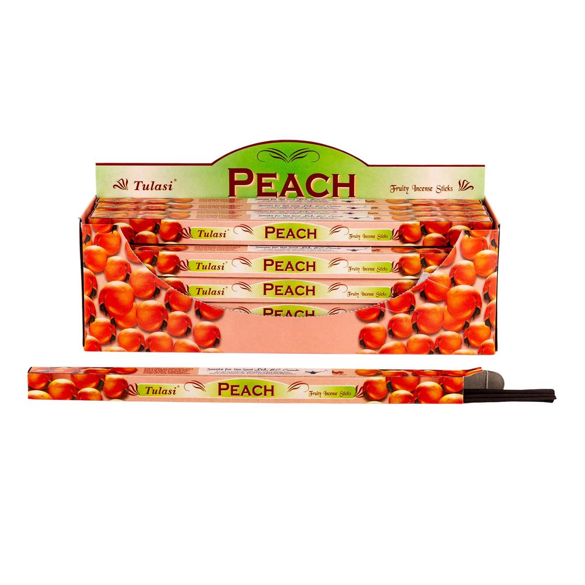 Tulasi, 9" 8 pcs, Incense Sticks, Peach, 25/display box