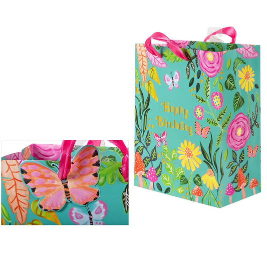 Paper T. Gift Bag, Medium, Bday Garden, Matte 157GSM, Tag +j-hook
