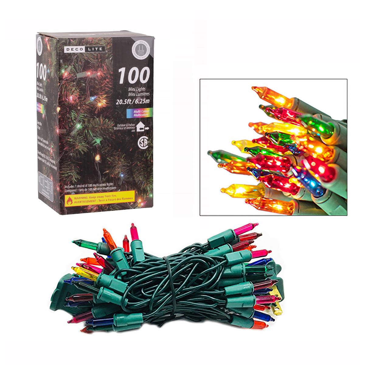 Deco L. 100pk Mini Outdoor/Indoor Lights-Multi,20.5FT.,End-To-End;box