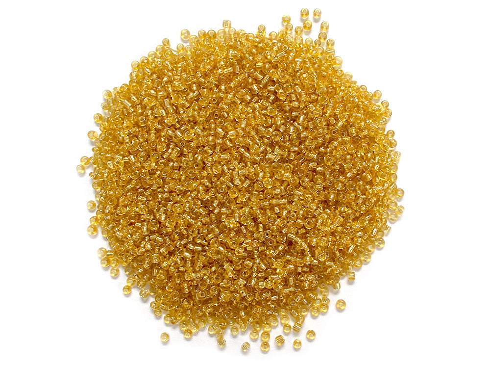 Glass Seed Beads: 12/0 Silverlined 60Gms I) Gold